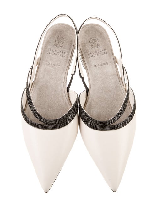 Brunello Cucinelli Leather Beaded Accents Slides