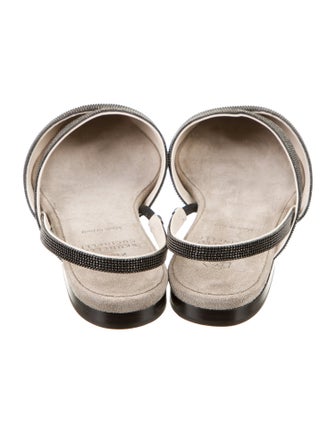 Brunello Cucinelli Leather Beaded Accents Slides