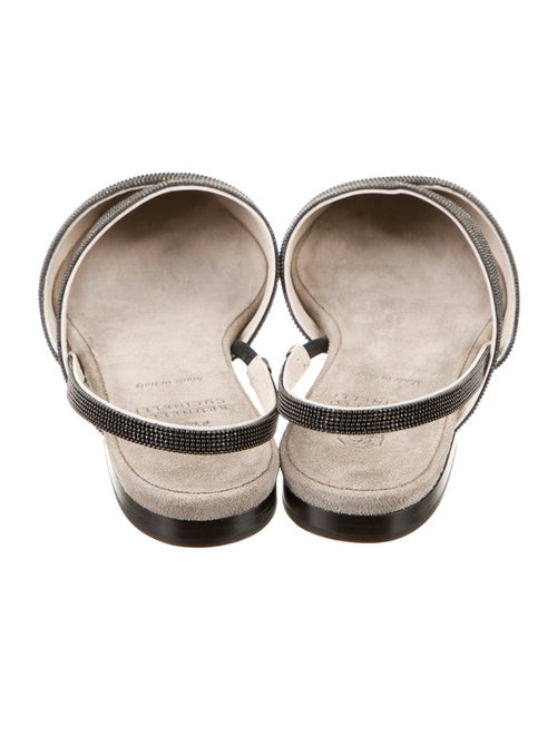 Brunello Cucinelli Leather Beaded Accents Slides