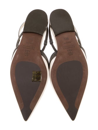 Brunello Cucinelli Leather Beaded Accents Slides