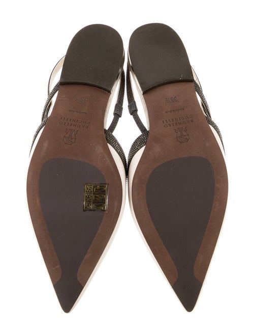 Brunello Cucinelli Leather Beaded Accents Slides