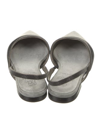 Brunello Cucinelli Suede Beaded Accents Slingback Sandals