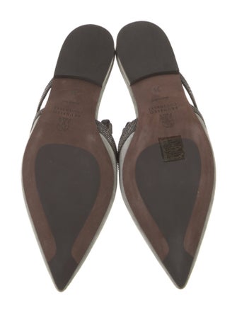 Brunello Cucinelli Suede Beaded Accents Slingback Sandals