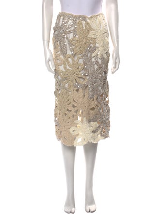 Brunello Cucinelli Lace Pattern Midi Length Skirt