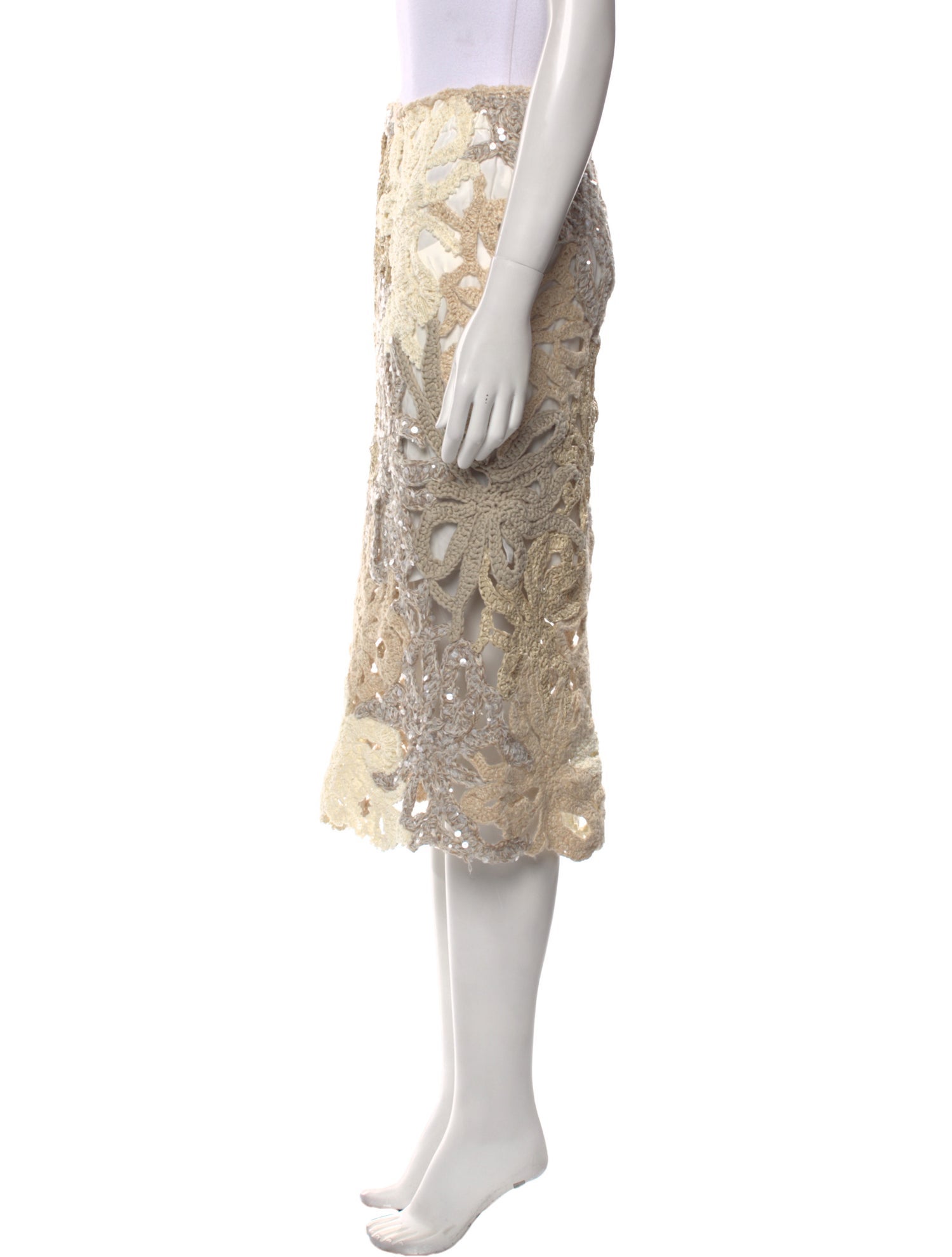 Brunello Cucinelli Lace Pattern Midi Length Skirt