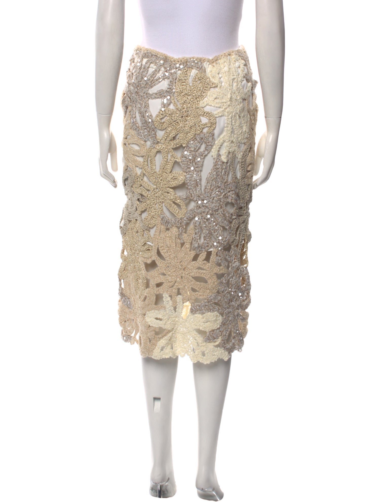 Brunello Cucinelli Lace Pattern Midi Length Skirt