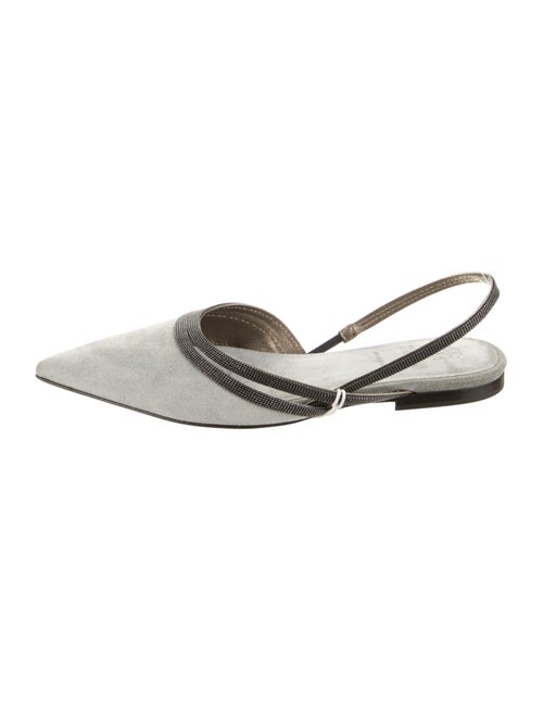 Brunello Cucinelli Monili Suede Slingback Flats