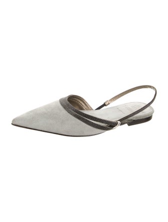 Brunello Cucinelli Monili Suede Slingback Flats