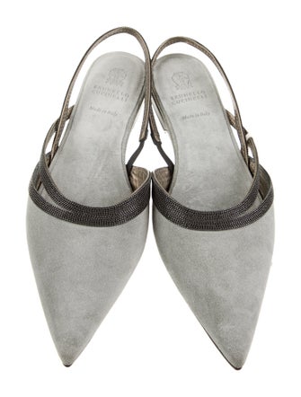 Brunello Cucinelli Monili Suede Slingback Flats