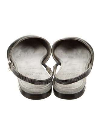 Brunello Cucinelli Monili Suede Slingback Flats