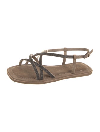Brunello Cucinelli Monili Suede Sandals