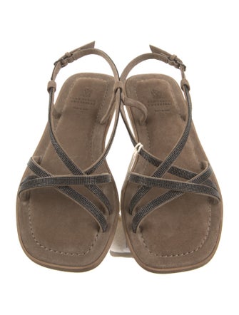 Brunello Cucinelli Monili Suede Sandals