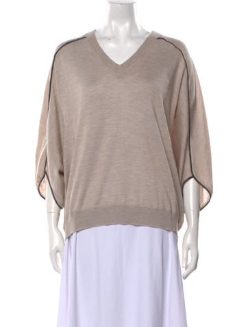 Brunello Cucinelli Tops Cashmere V-Neck Sweatshirt M