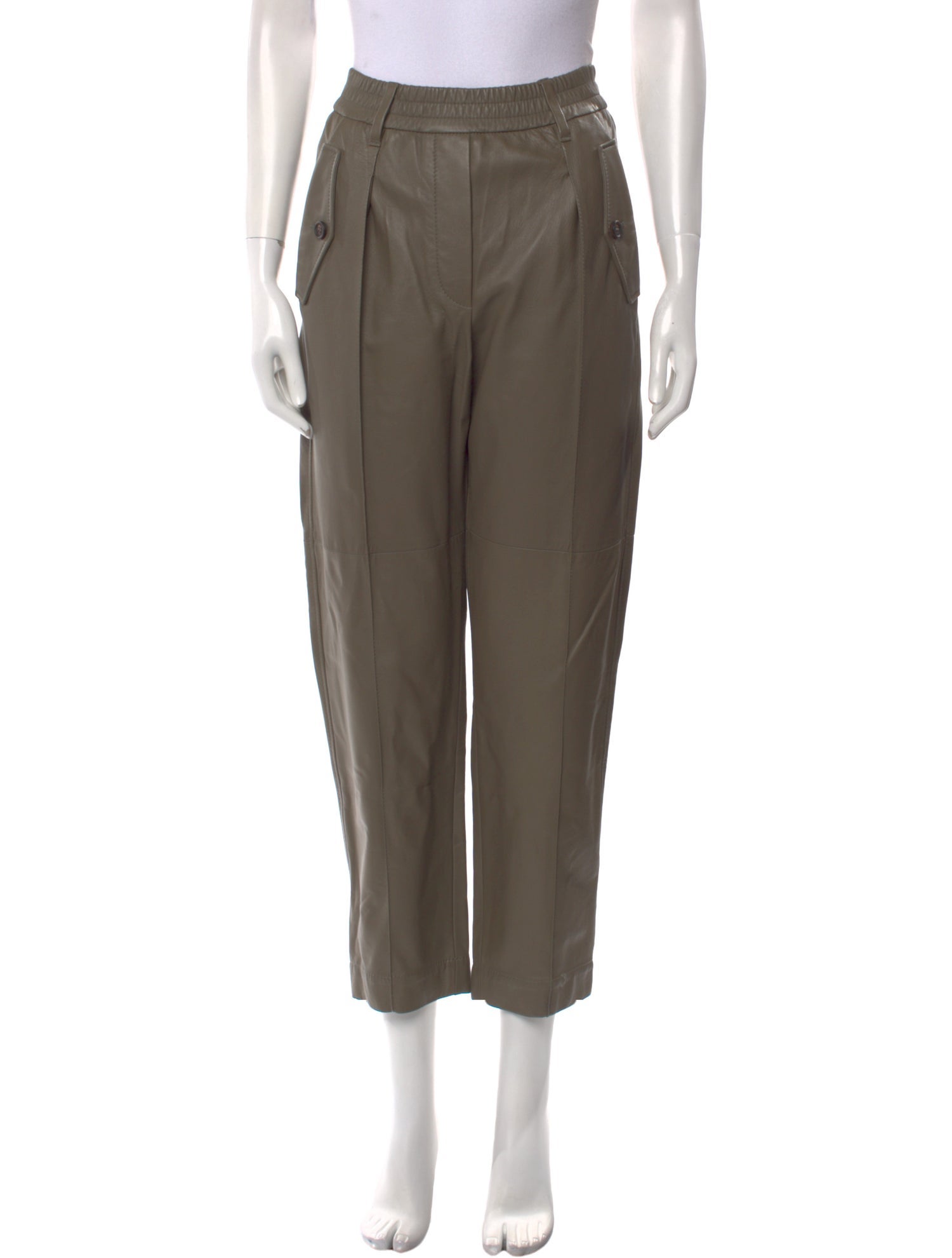 Brunello Cucinelli Leather Straight Leg Pants