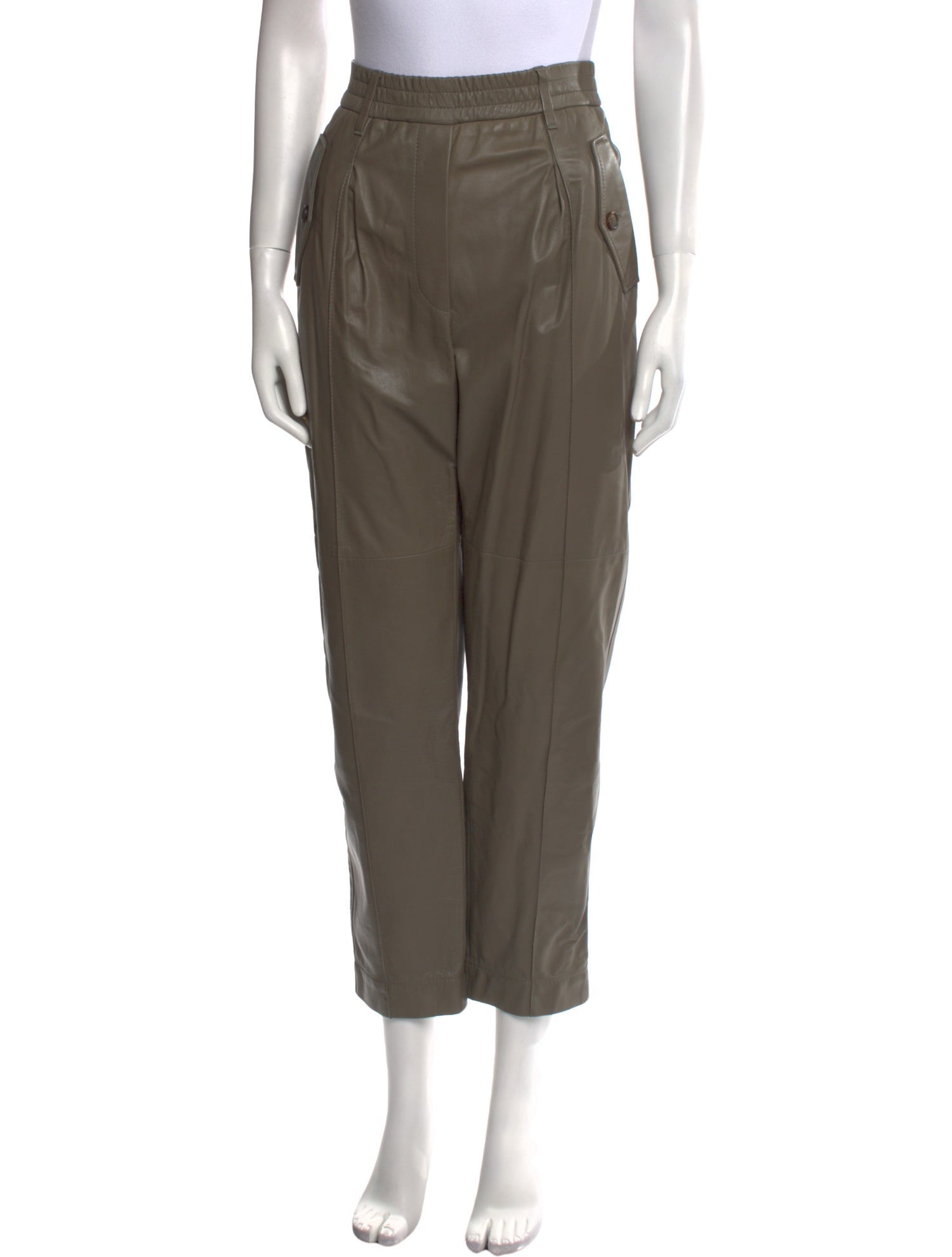 Brunello Cucinelli Leather Straight Leg Pants