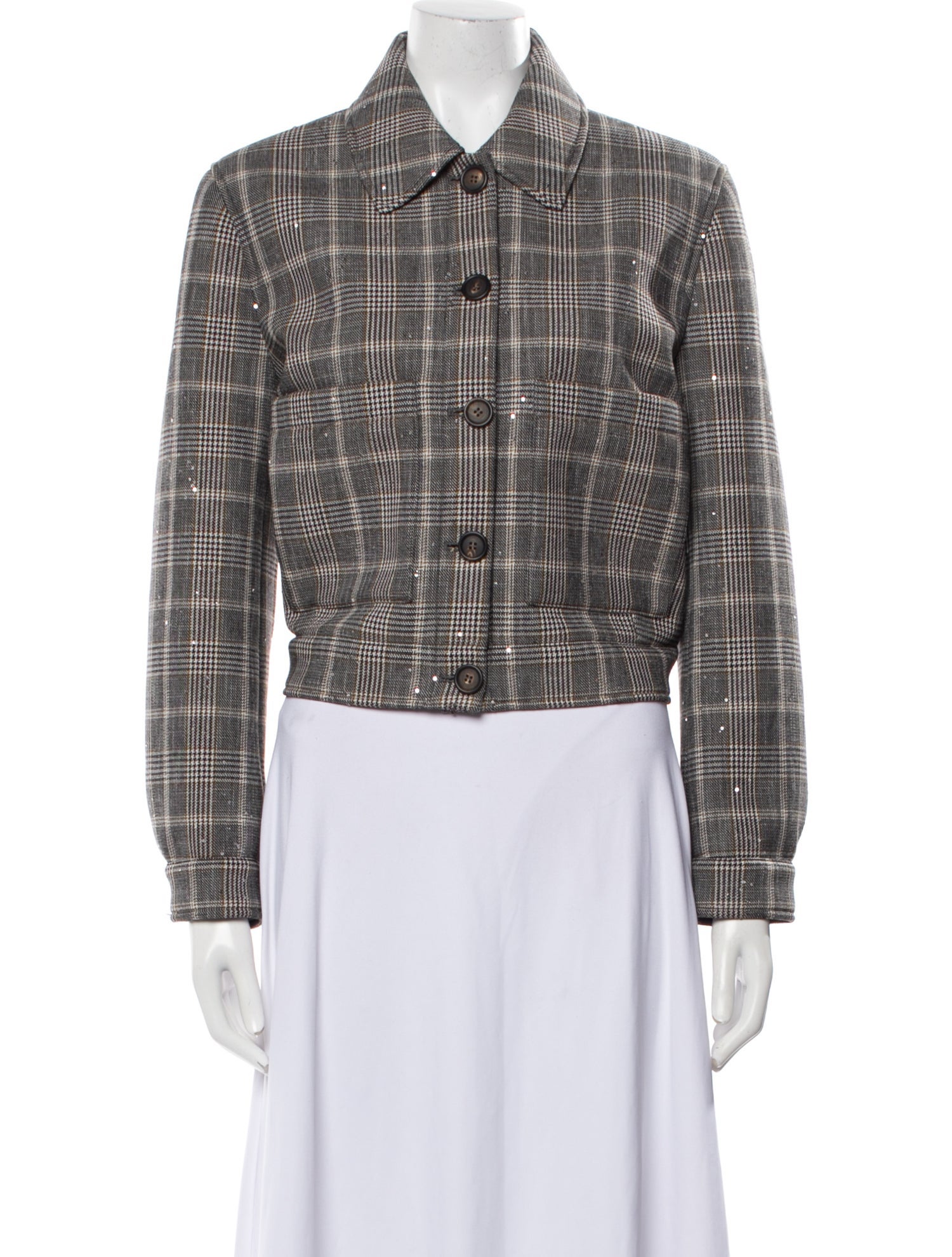 Brunello Cucinelli Virgin Wool Plaid Print Evening Jacket w/ Tags