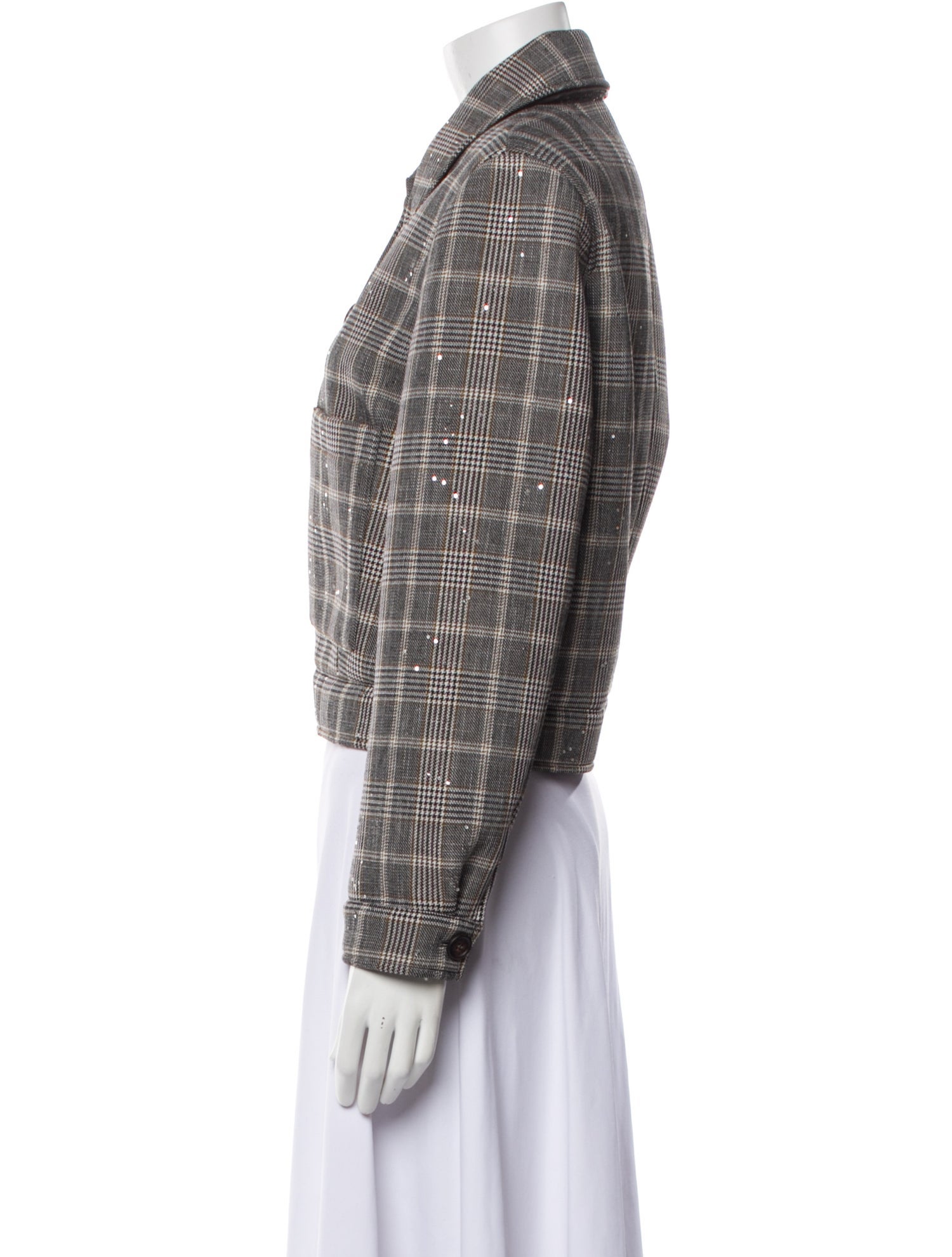 Brunello Cucinelli Virgin Wool Plaid Print Evening Jacket w/ Tags