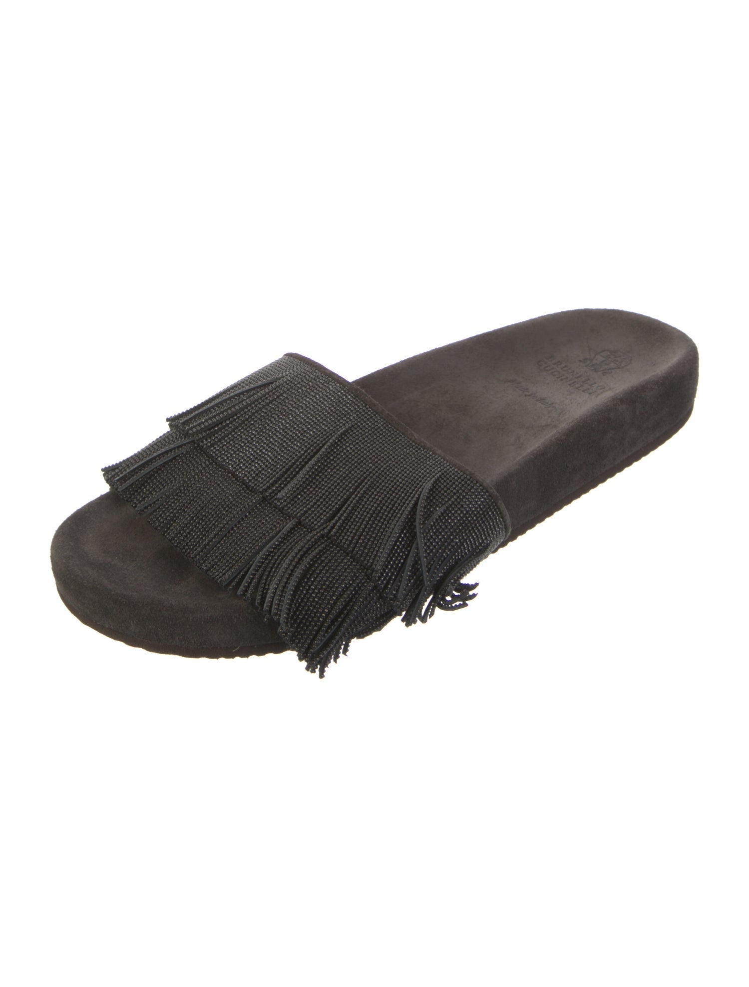 Brunello Cucinelli Monili Suede Slides