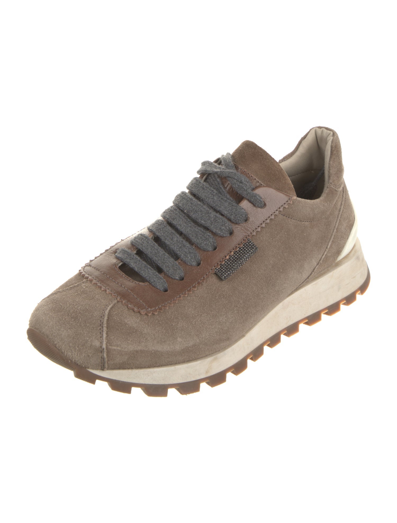 Brunello Cucinelli Suede Beaded Accents Sneakers