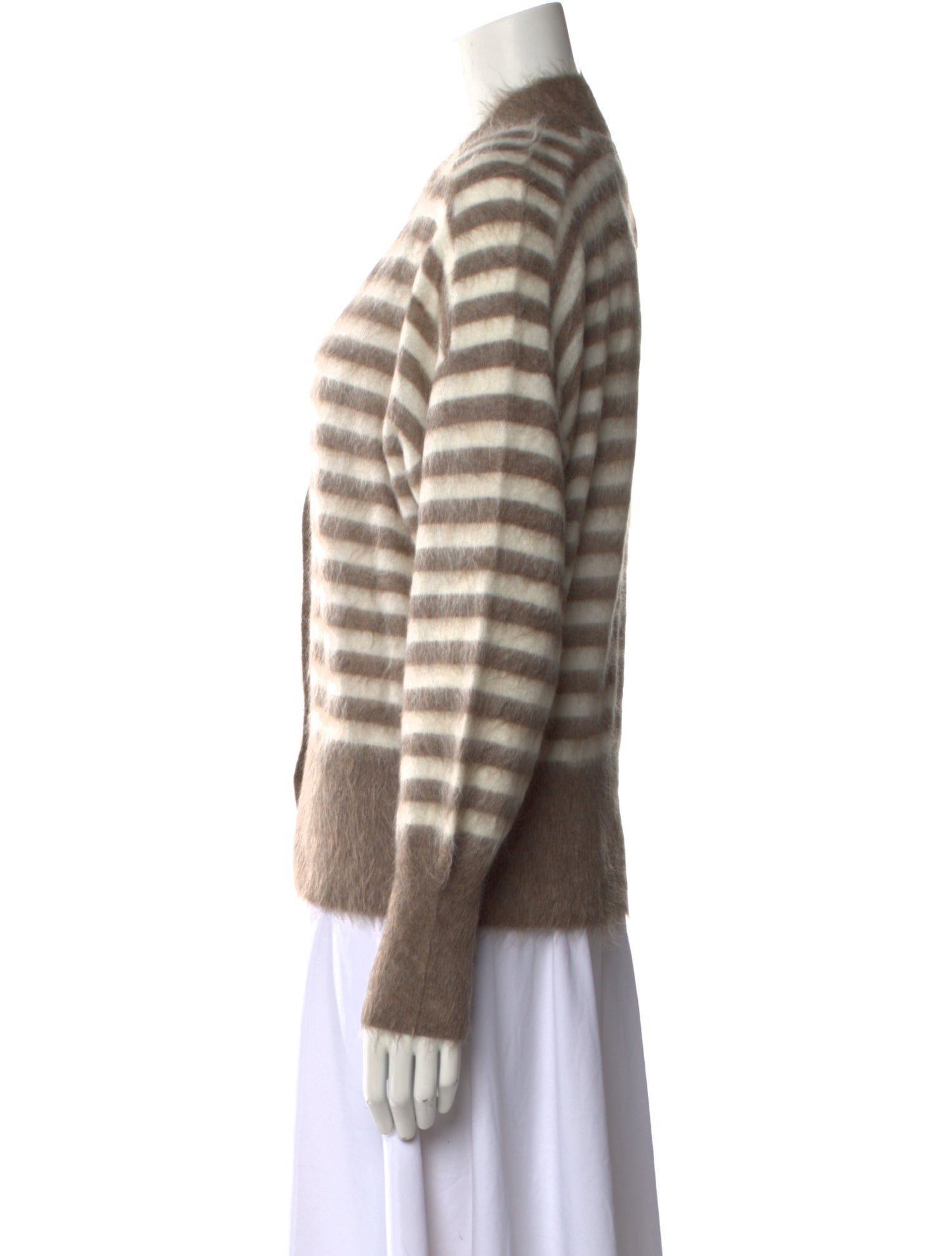 Brunello Cucinelli Striped Plunge Neckline Sweater