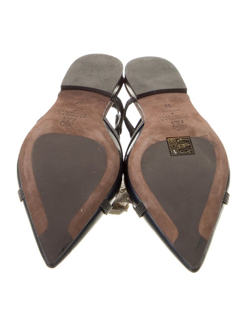 Brunello Cucinelli Leather Beaded Accents Slingback Flats