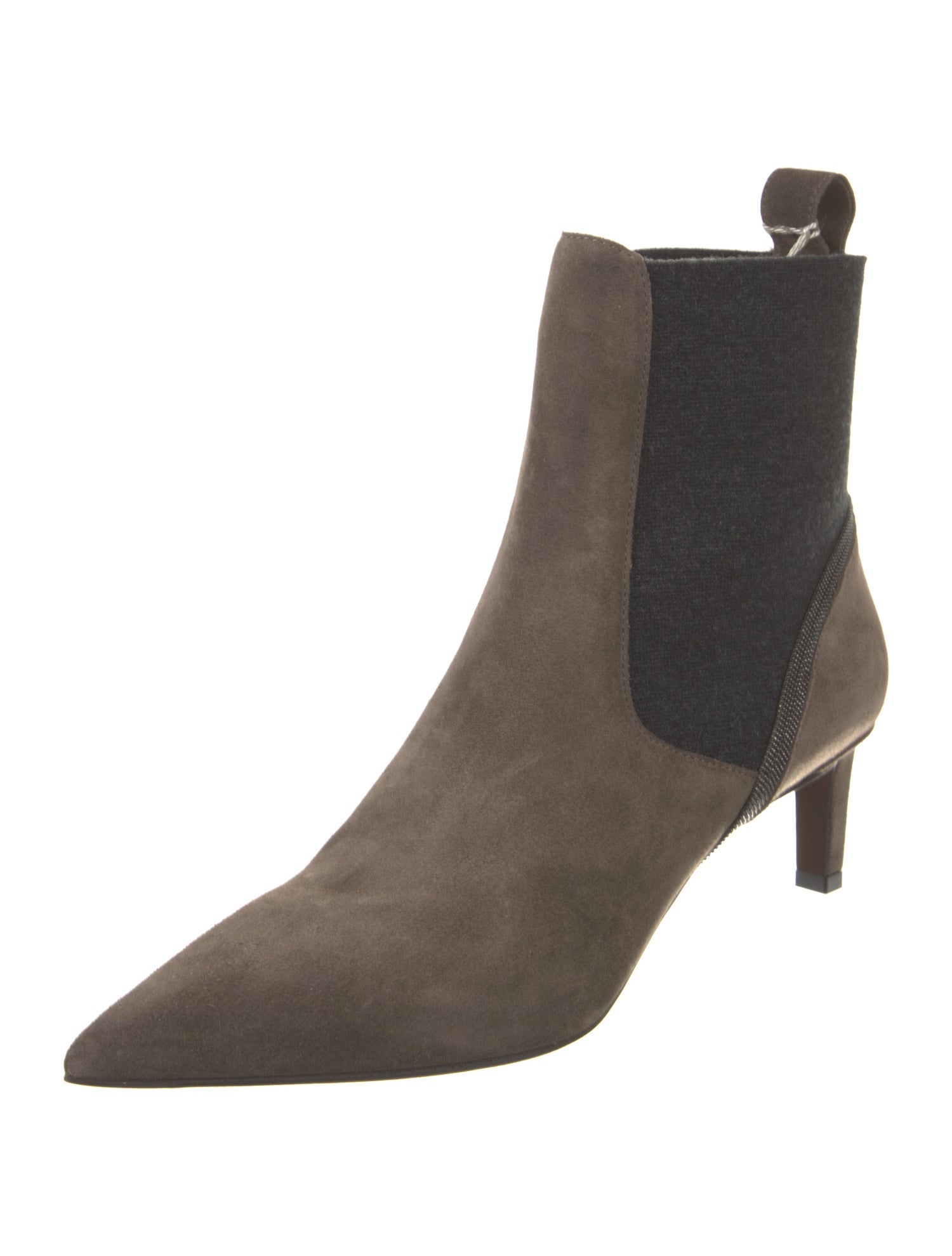 Brunello Cucinelli Suede Beaded Accents Chelsea Boots