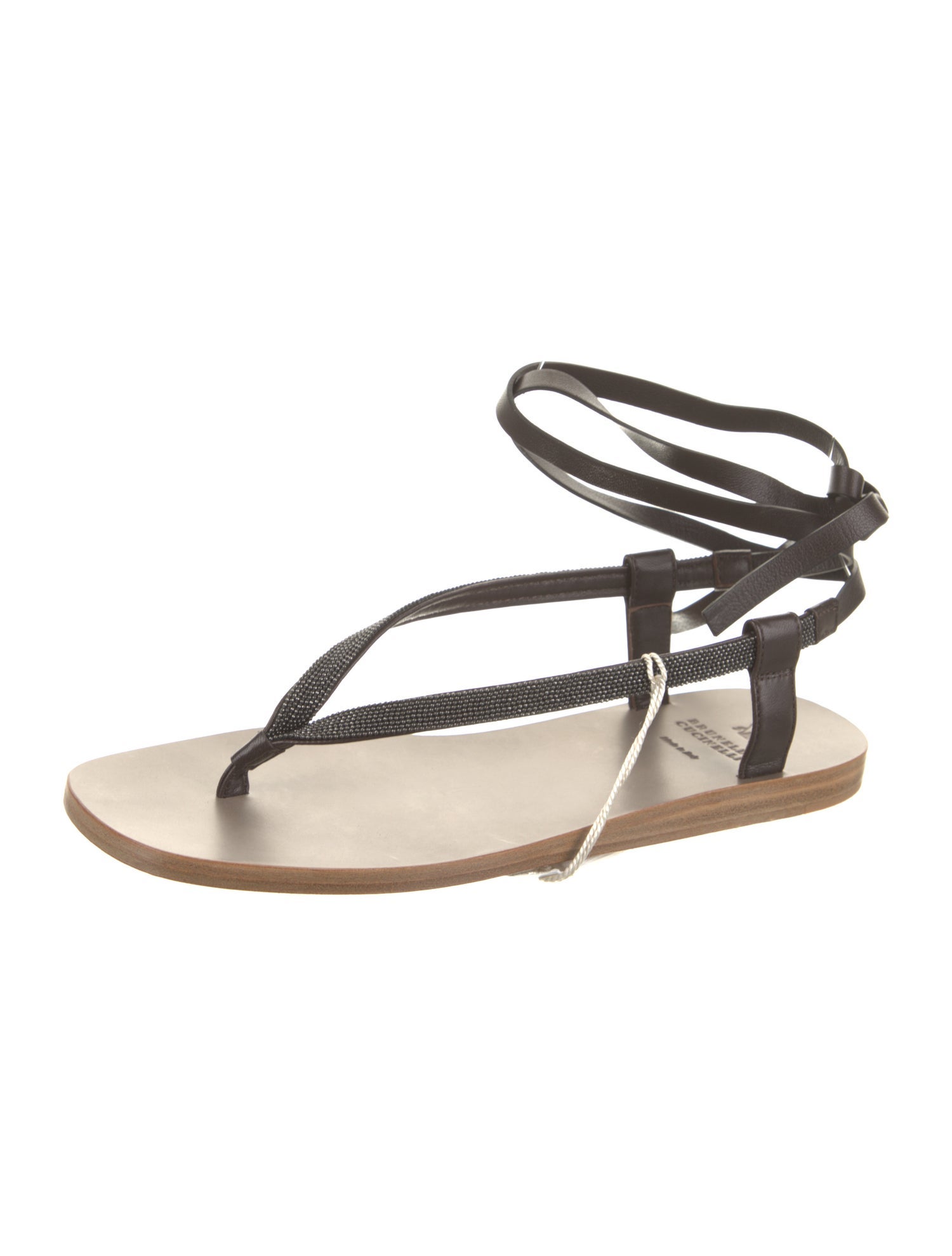 Brunello Cucinelli Leather Slingback Sandals