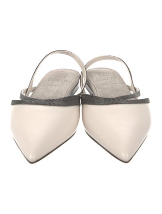 Brunello Cucinelli Leather Beaded Accents Mules