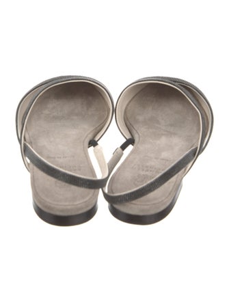 Brunello Cucinelli Leather Beaded Accents Mules