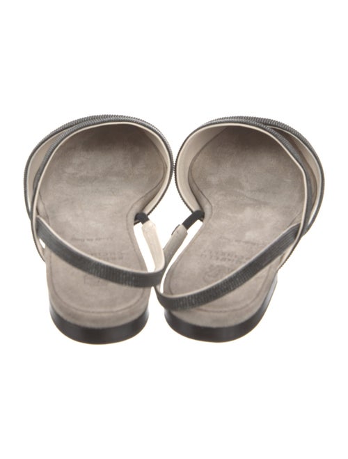 Brunello Cucinelli Leather Beaded Accents Mules