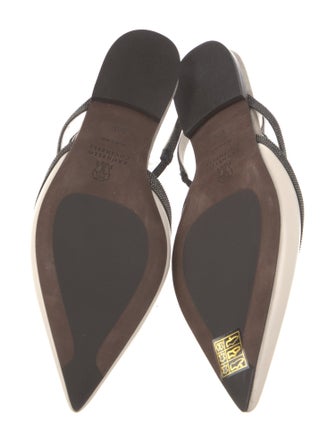 Brunello Cucinelli Leather Beaded Accents Mules