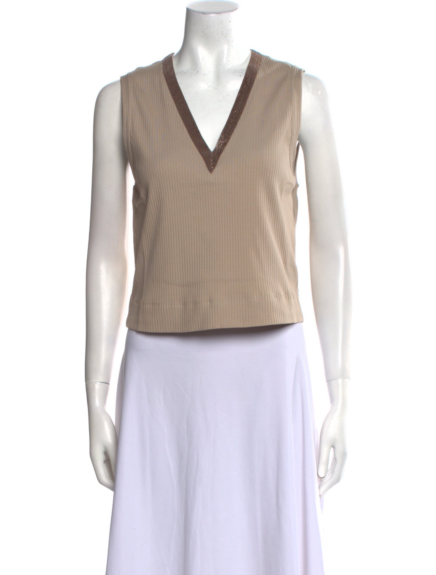 Brunello Cucinelli V-Neck Sleeveless Crop Top w/ Tags