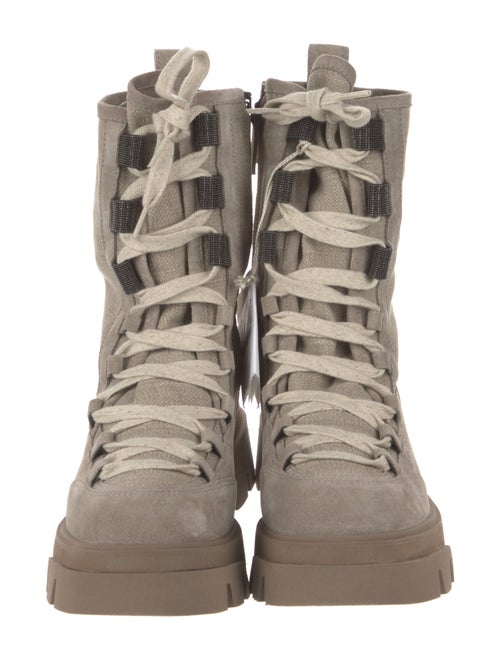 Brunello Cucinelli Suede Printed Combat Boots