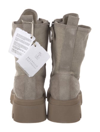 Brunello Cucinelli Suede Beaded Accents Combat Boots