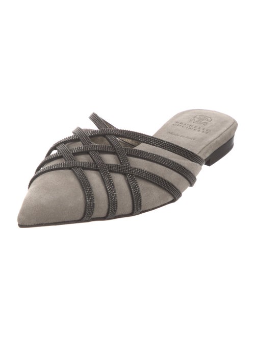 Brunello Cucinelli Suede Beaded Accents Mules