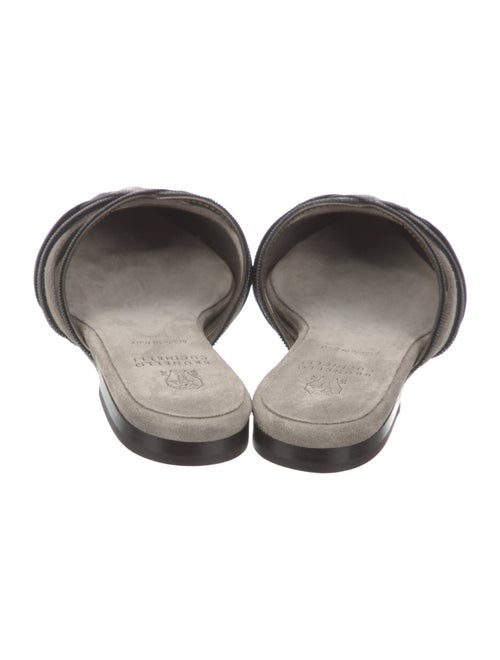 Brunello Cucinelli Suede Beaded Accents Mules