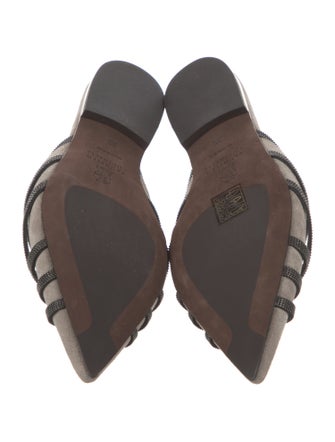 Brunello Cucinelli Suede Beaded Accents Mules