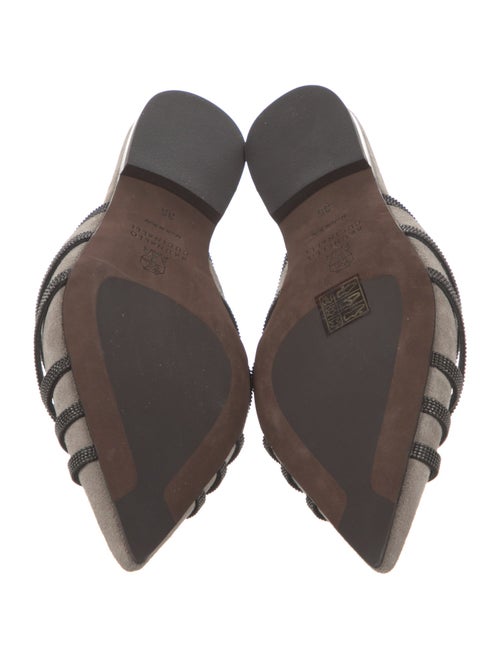 Brunello Cucinelli Suede Beaded Accents Mules