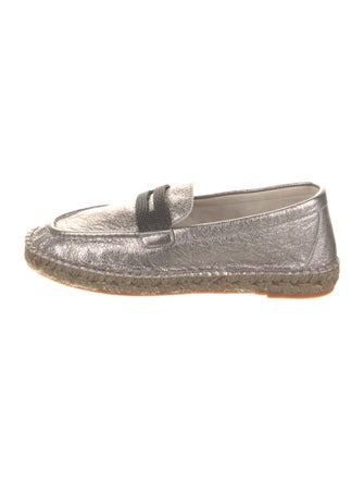 Brunello Cucinelli Leather Beaded Accents Espadrilles