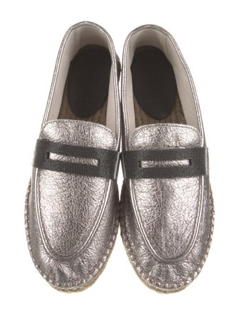Brunello Cucinelli Leather Beaded Accents Espadrilles