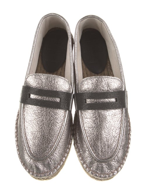 Brunello Cucinelli Leather Beaded Accents Espadrilles