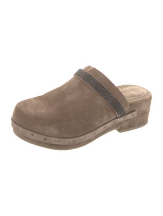 Brunello Cucinelli Suede Beaded Accents Mules