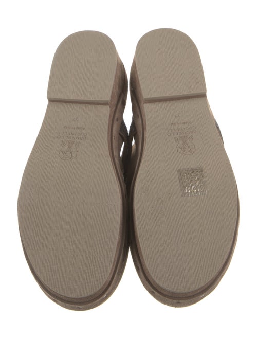 Brunello Cucinelli Suede Beaded Accents Mules