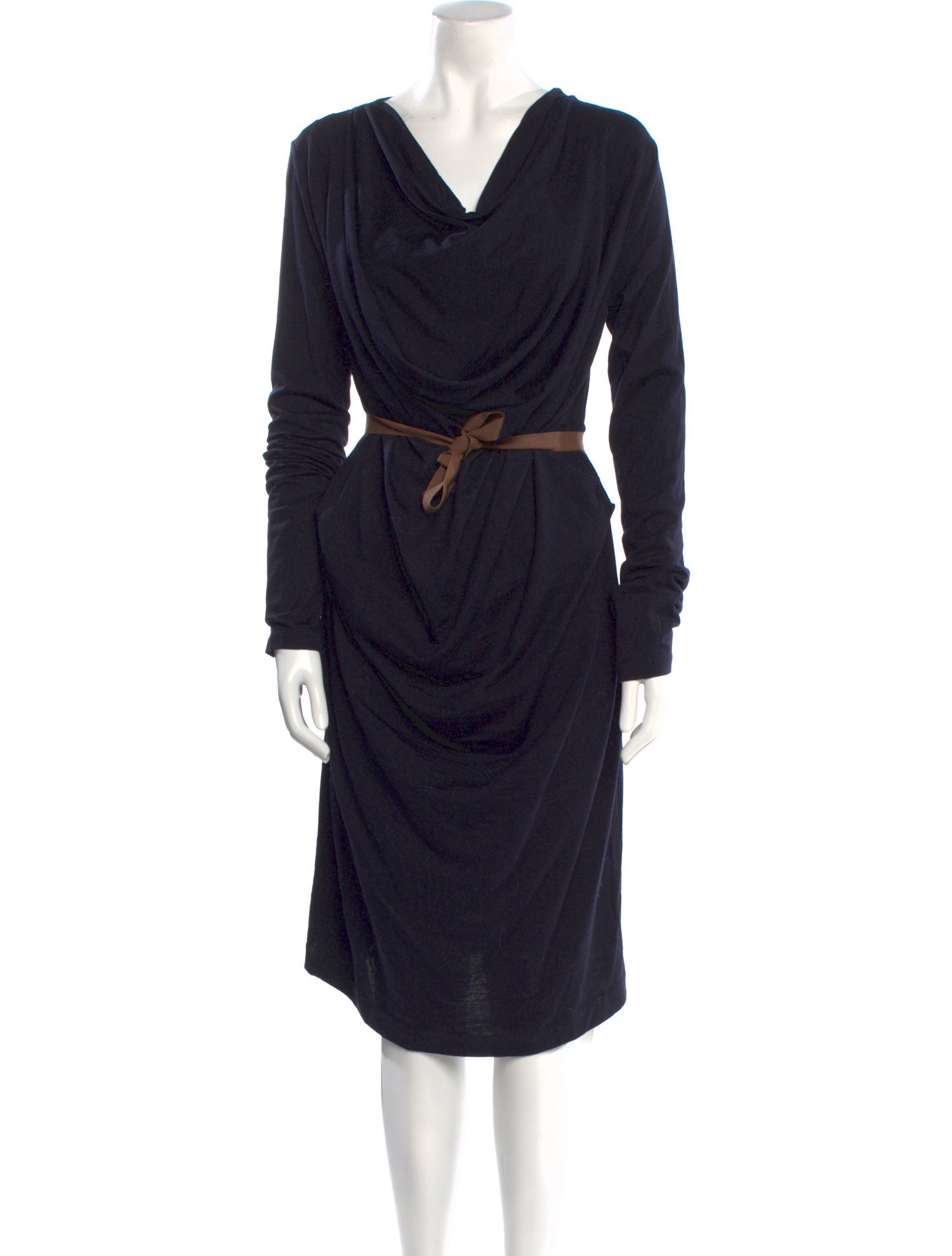 Brunello Cucinelli Virgin Wool Midi Length Dress - Blue