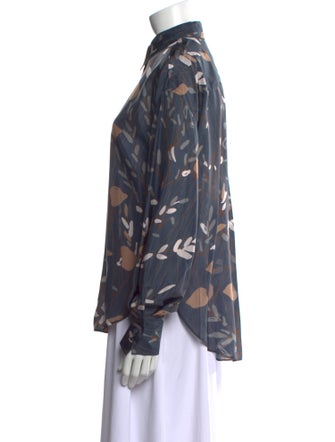 Brunello Cucinelli Silk Printed Button-Up Top