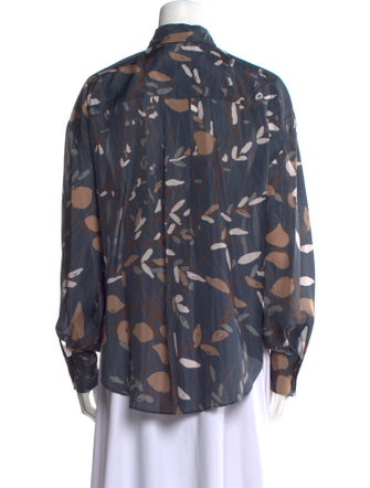 Brunello Cucinelli Silk Printed Button-Up Top