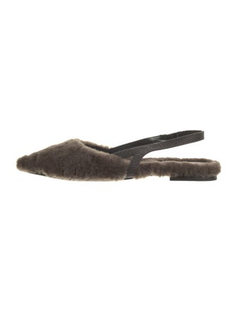 Brunello Cucinelli Shearling Slingback Flats