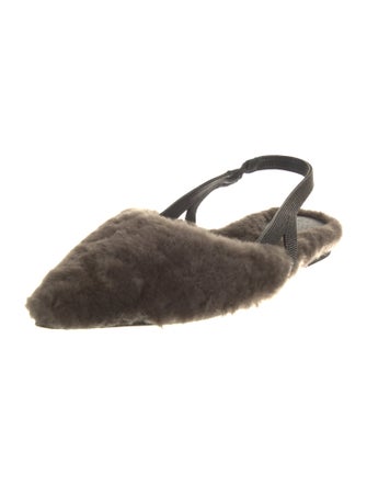 Brunello Cucinelli Shearling Slingback Flats