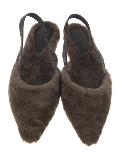 Brunello Cucinelli Shearling Slingback Flats