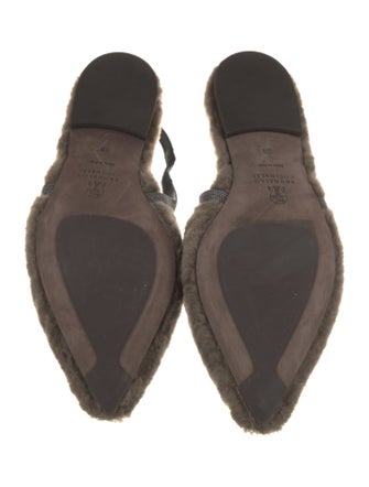 Brunello Cucinelli Shearling Slingback Flats